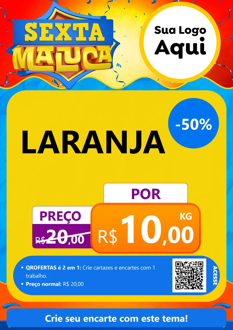 Modelo de Cartaz para Cartaz A4 Vertical com o tema Sexta Maluca para Hortifrúti