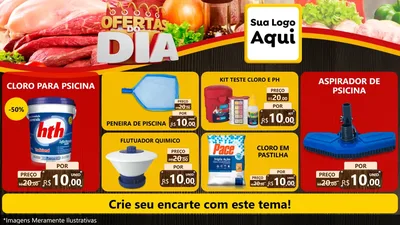 Modelo de TV para TV Horizontal com o tema Ofertas do Dia para Produtos para Piscina