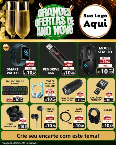 Modelo de Rede Social para Feed Instagram com o tema Grandes Ofertas de Ano Novo para Informática