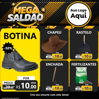 Modelo de Rede Social para Feed Facebook com o tema Mega Saldão para Agropecuária
