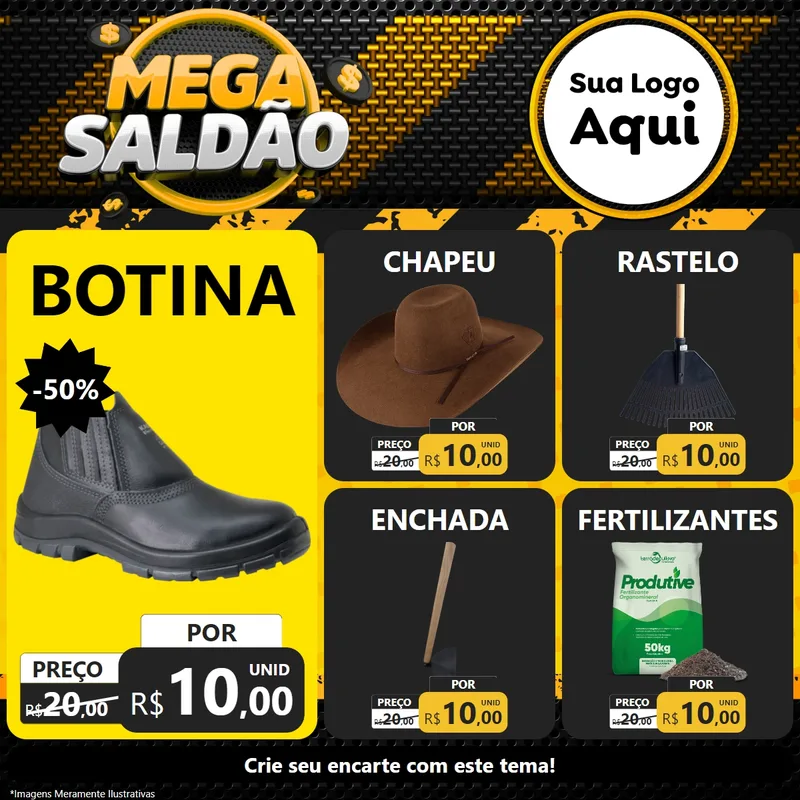 Modelo de Rede Social para Feed Facebook com o tema Mega Saldão para Agropecuária
