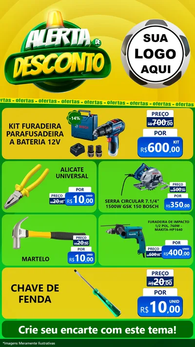 Modelo de TV para TV Vertical com o tema Alerta de Desconto para Maquinas e Ferramentas