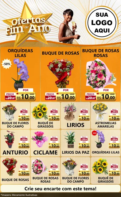 Modelo de Encarte para Encarte Grande com o tema Ofertas Fim de Ano para Floricultura e jardim
