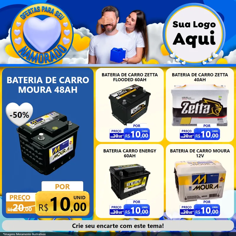 Modelo de Rede Social para Feed Facebook com o tema Ofertas Para Seu Namorado para Baterias Elétricas