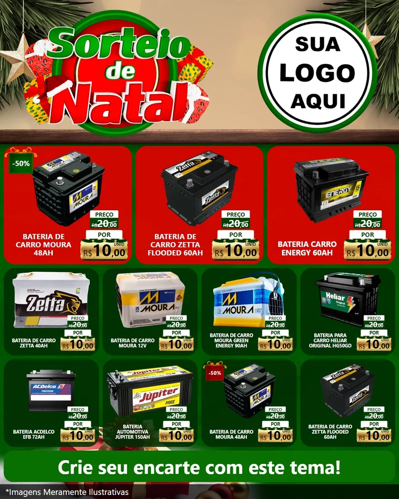 Modelo de Rede Social para Feed Instagram com o tema Sorteio de Natal para Baterias Elétricas