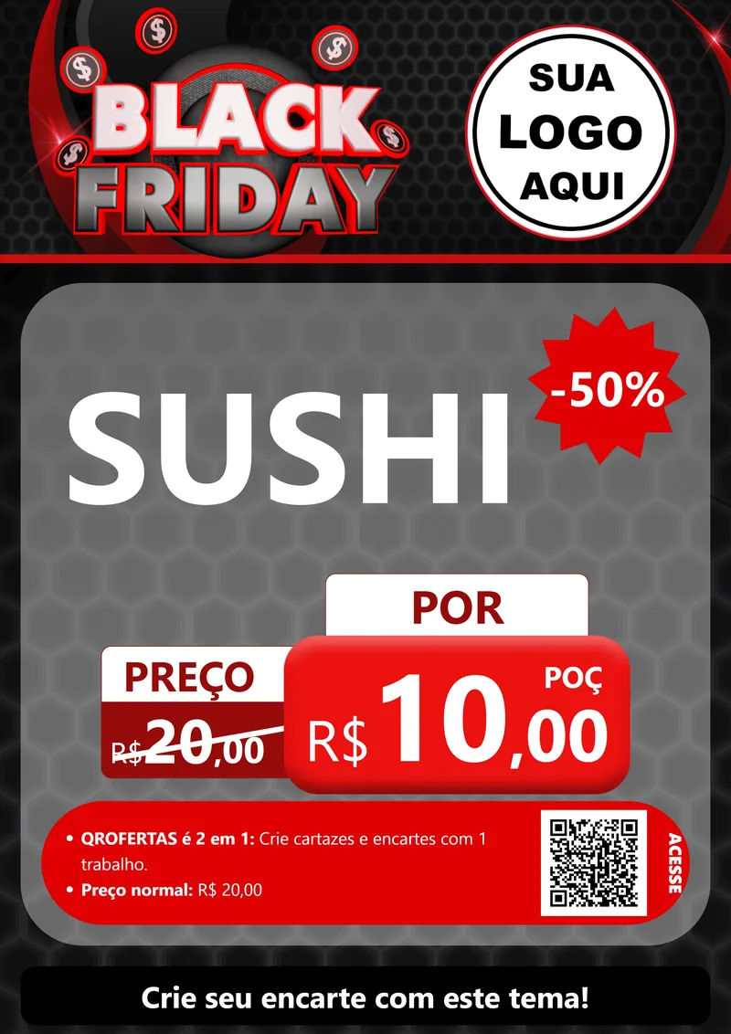 Modelo de Cartaz para Cartaz A4 Vertical com o tema Black Friday para Comida japonesa