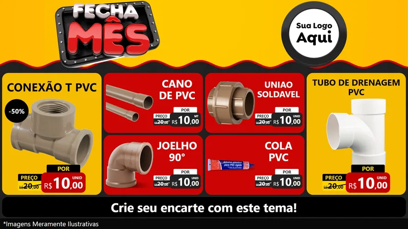 Modelo de TV para TV Horizontal com o tema Fecha Mês para Tubos e conexões