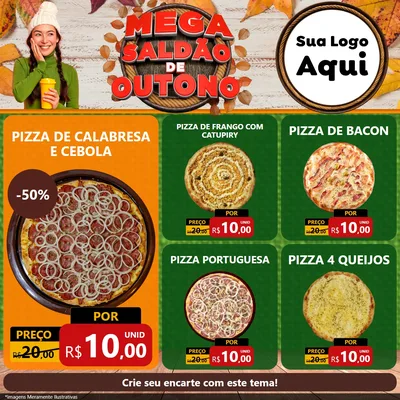Modelo de Rede Social para Feed Facebook com o tema Mega Saldão de Outono para Pizzaria