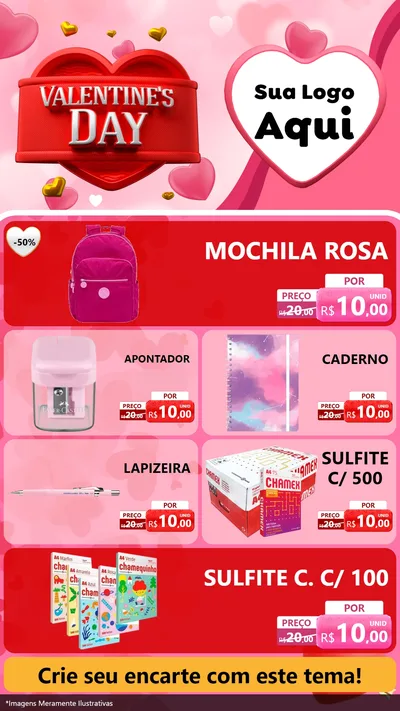 Modelo de TV para TV Vertical com o tema Valentine's Day para Papelaria