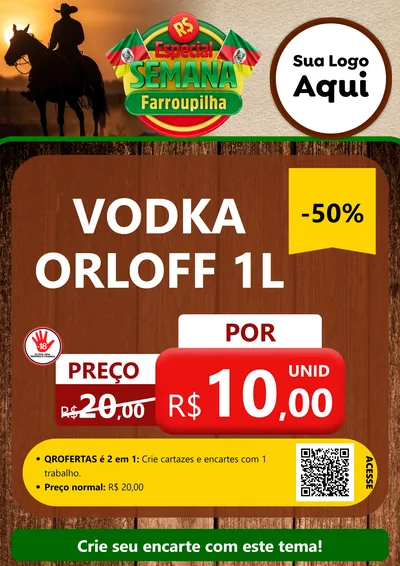 Modelo de Cartaz para Cartaz A4 Vertical com o tema Especial Semana Farroupilha para Distribuidora de bebidas