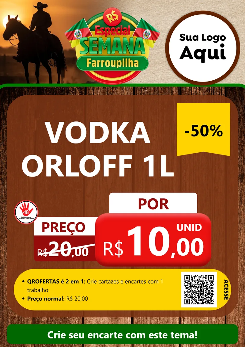 Modelo de Cartaz para Cartaz A4 Vertical com o tema Especial Semana Farroupilha para Distribuidora de bebidas