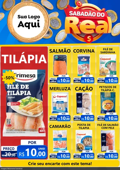 Modelo de Encarte para Encarte A4 Vertical com o tema Sabadão do Real para Peixaria