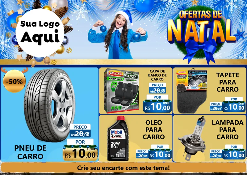 Modelo de Encarte para Encarte A4 Horizontal com o tema Ofertas de Natal para Auto peças