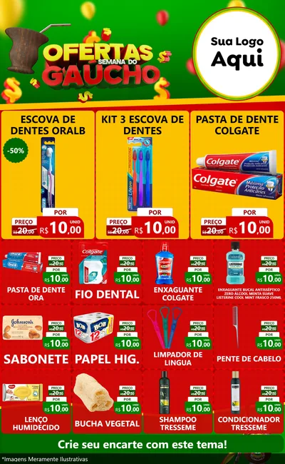 Modelo de Encarte para Encarte Grande com o tema Ofertas Semana Do Gaúcho para Higiene Pessoal