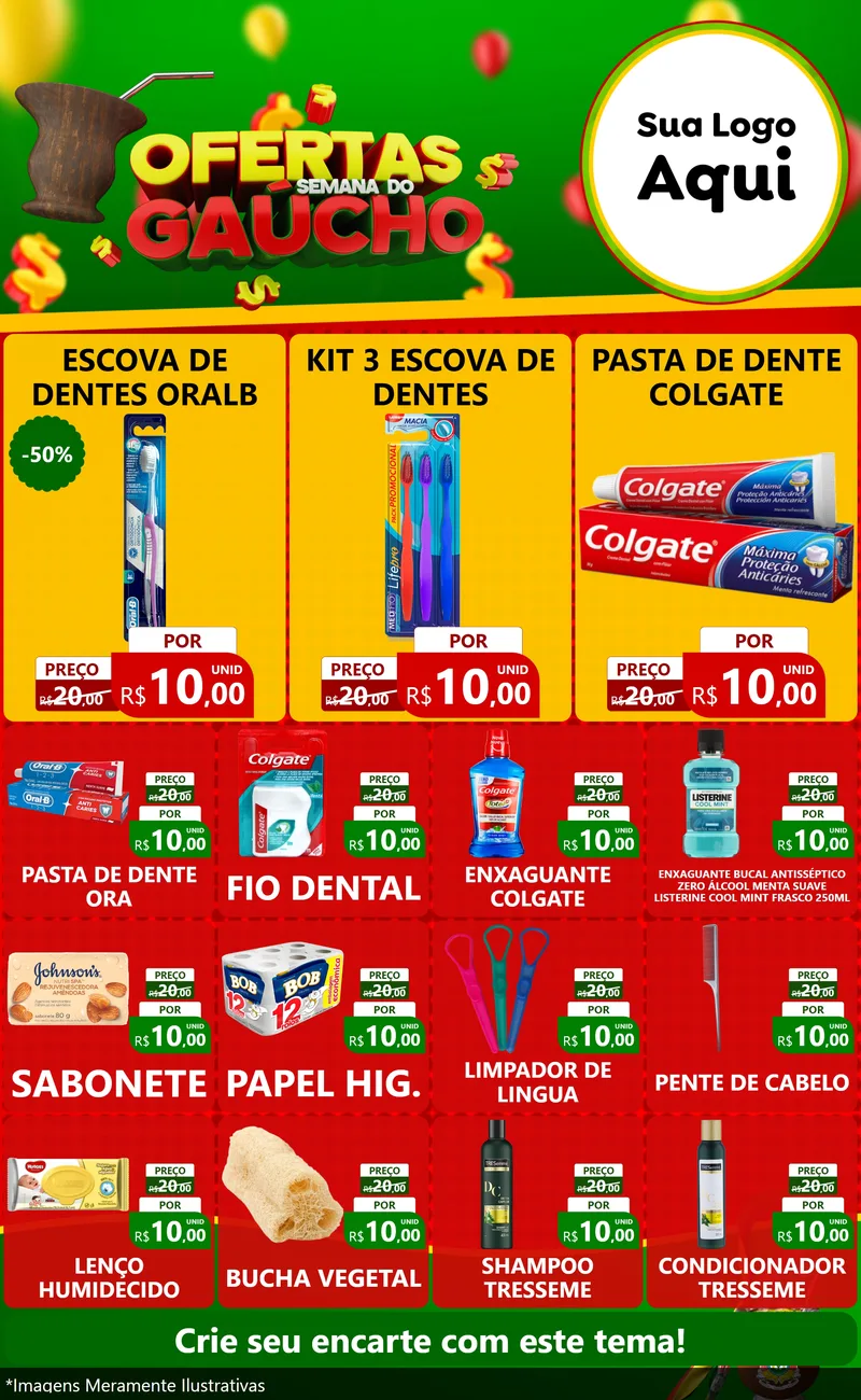 Modelo de Encarte para Encarte Grande com o tema Ofertas Semana Do Gaúcho para Higiene Pessoal
