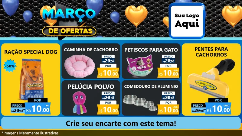 Modelo de TV para TV Horizontal com o tema Março de Ofertas para Pet Shop