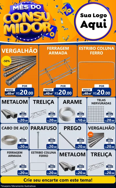 Modelo de Encarte para Encarte Grande com o tema Mês do Consumidor para Ferragens