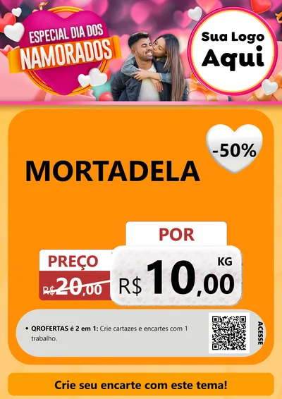 Modelo de Cartaz para Cartaz A4 Vertical com o tema Especial Dia dos Namorados para Frios e Laticínios
