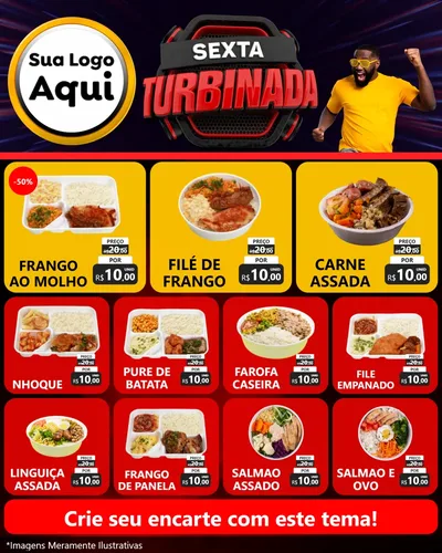 Modelo de Rede Social para Feed Instagram com o tema Sexta Turbinada para Restaurante