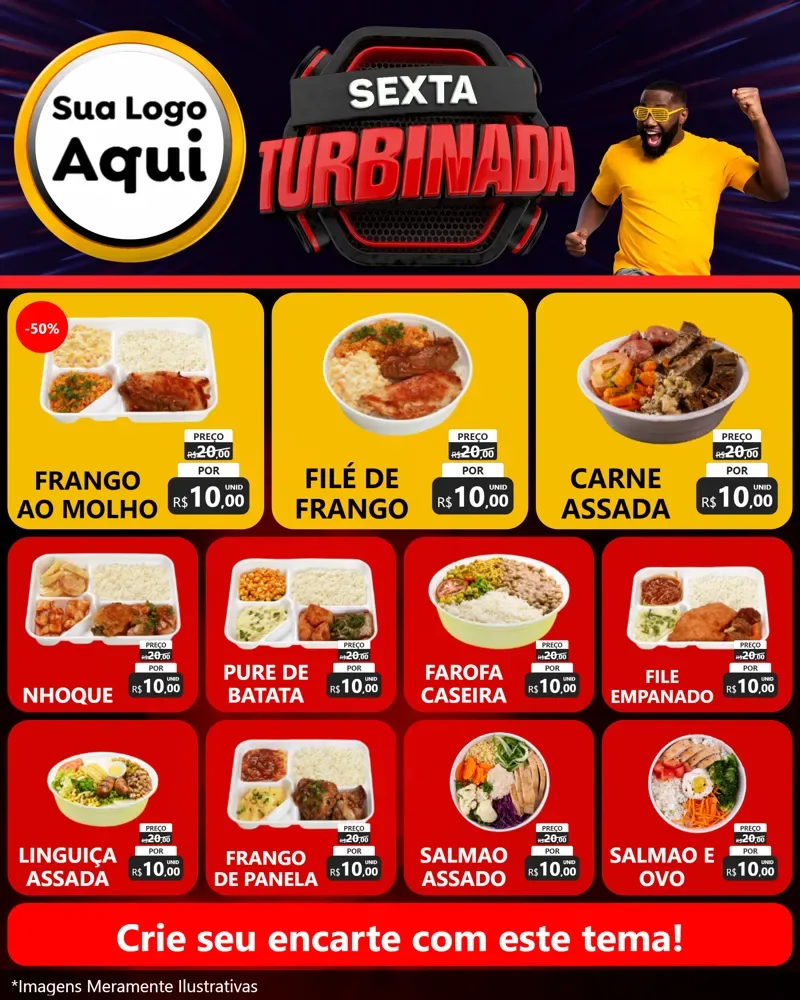 Modelo de Rede Social para Feed Instagram com o tema Sexta Turbinada para Restaurante