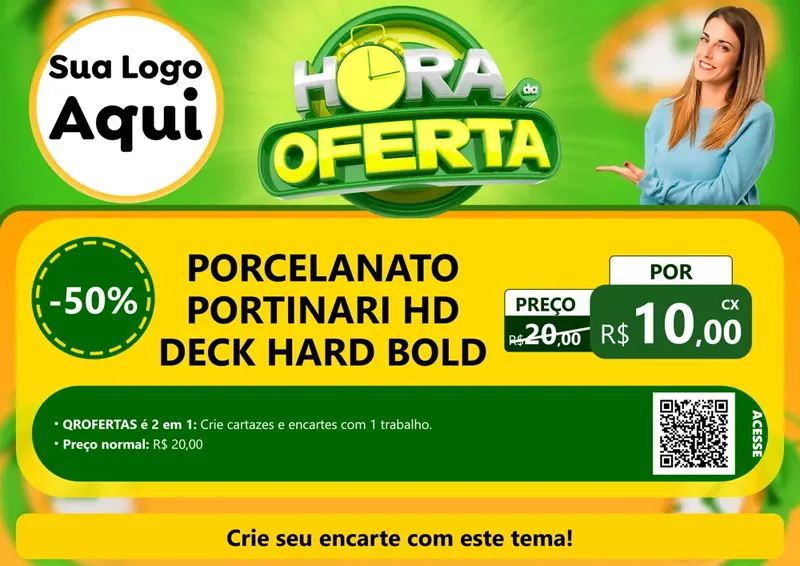Modelo de Cartaz para Cartaz A4 Horizontal com o tema Hora da Oferta para Pisos e revestimentos