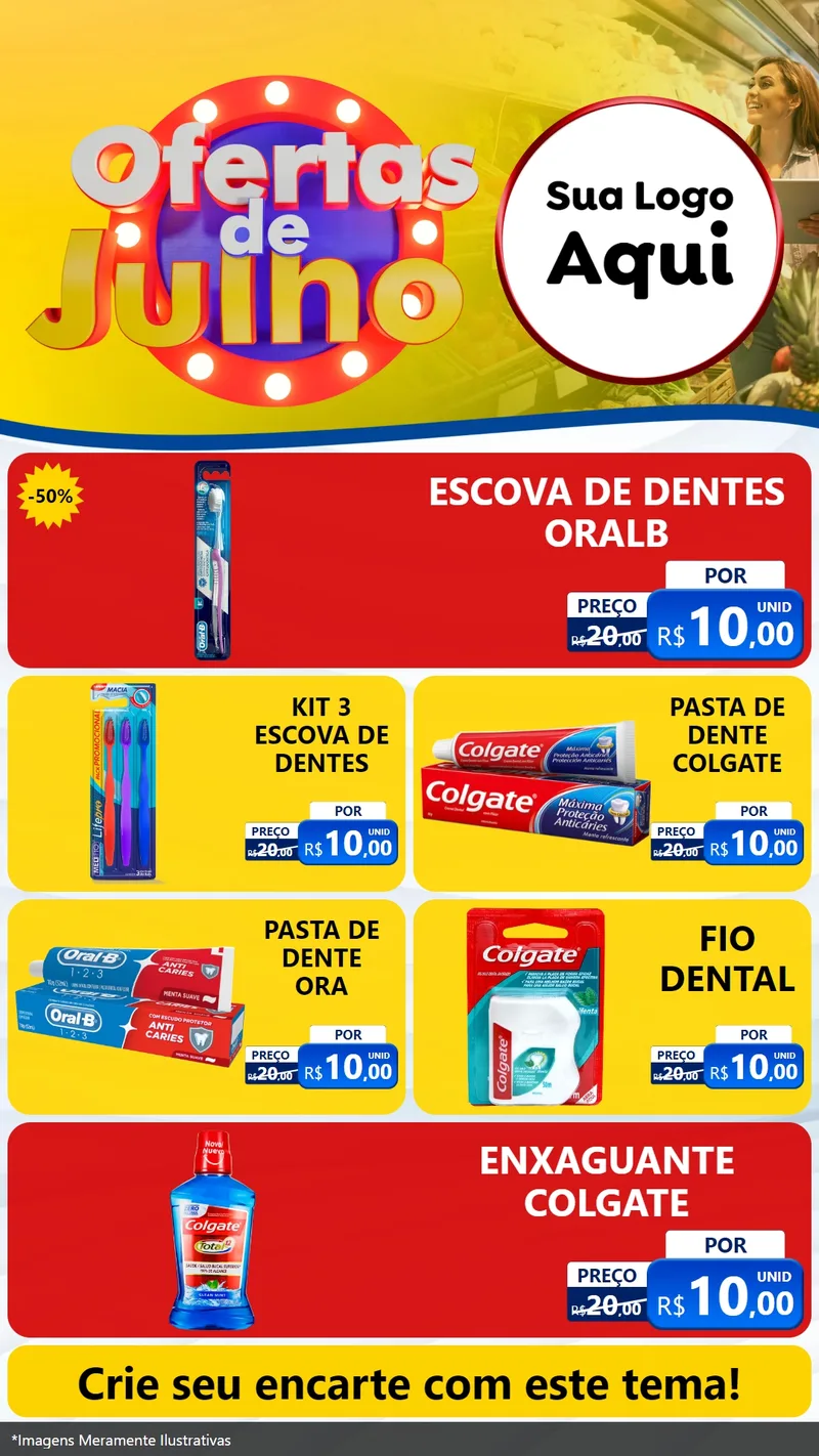 Modelo de TV para TV Vertical com o tema Ofertas de Julho para Higiene Pessoal