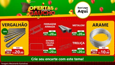 Modelo de TV para TV Horizontal com o tema Ofertas Semana Do Gaúcho para Ferragens