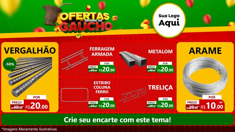Modelo de TV para TV Horizontal com o tema Ofertas Semana Do Gaúcho para Ferragens