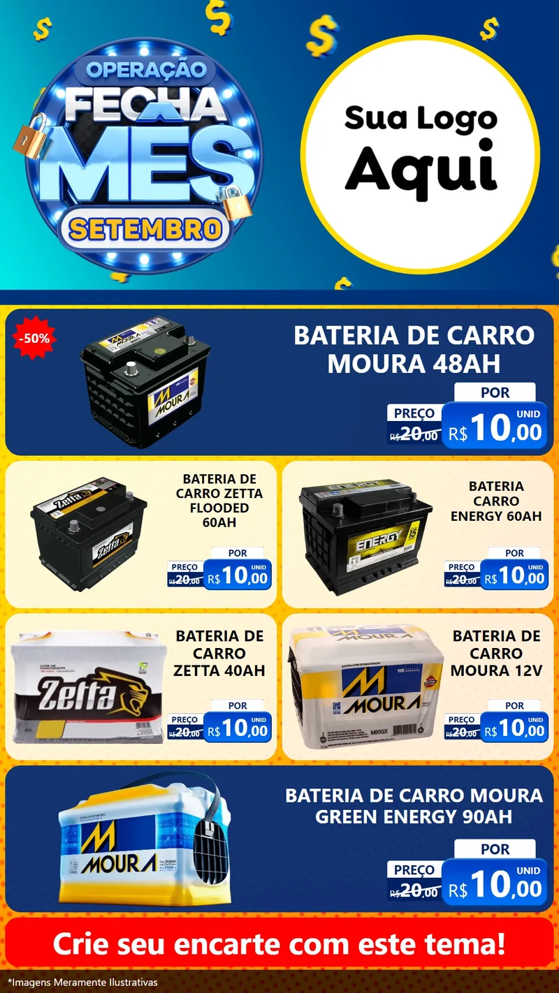 Modelo de TV para TV Vertical com o tema Operação Fecha Mês Setembro para Baterias Elétricas