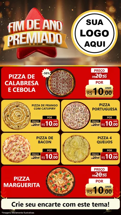 Modelo de TV para TV Vertical com o tema Fim de Ano Premiado para Pizzaria