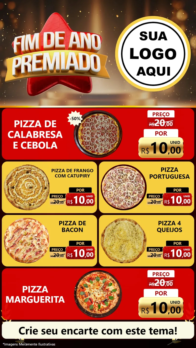 Modelo de TV para TV Vertical com o tema Fim de Ano Premiado para Pizzaria