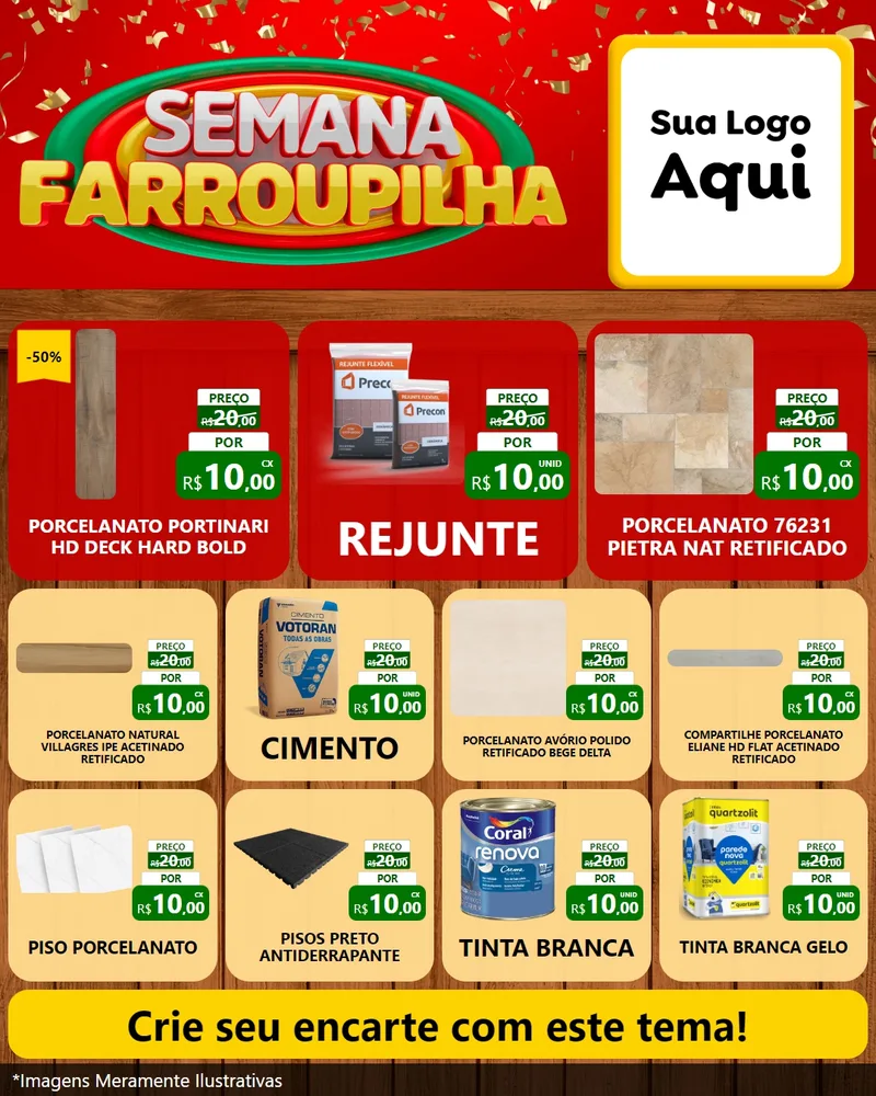 Modelo de Rede Social para Feed Instagram com o tema Semana Farroupilha para Pisos e revestimentos