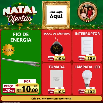 Modelo de Rede Social para Feed Facebook com o tema Natal de Ofertas para Materiais Elétricos