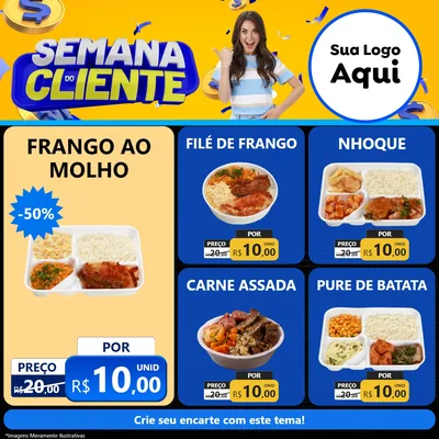 Modelo de Rede Social para Feed Facebook com o tema Semana do Cliente para Restaurante