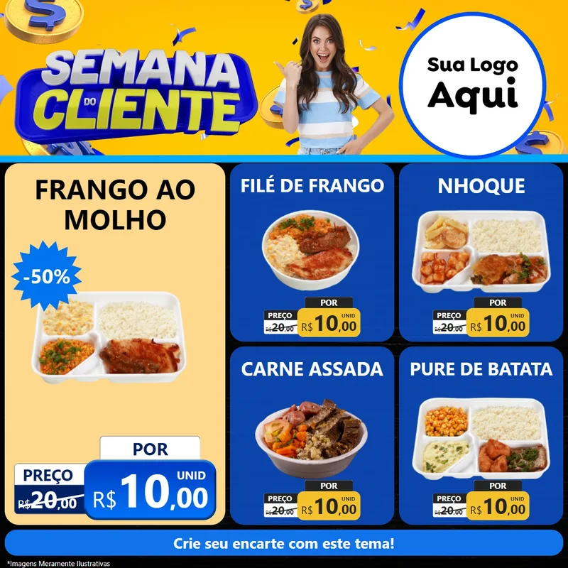 Modelo de Rede Social para Feed Facebook com o tema Semana do Cliente para Restaurante