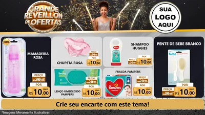 Modelo de TV para TV Horizontal com o tema Grande Réveillon de Ofertas para Bebês