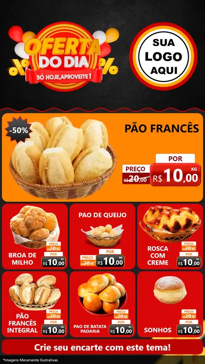 Modelo de Rede Social para Stories com o tema Oferta do Dia - Só hoje, Aproveite! para Padaria