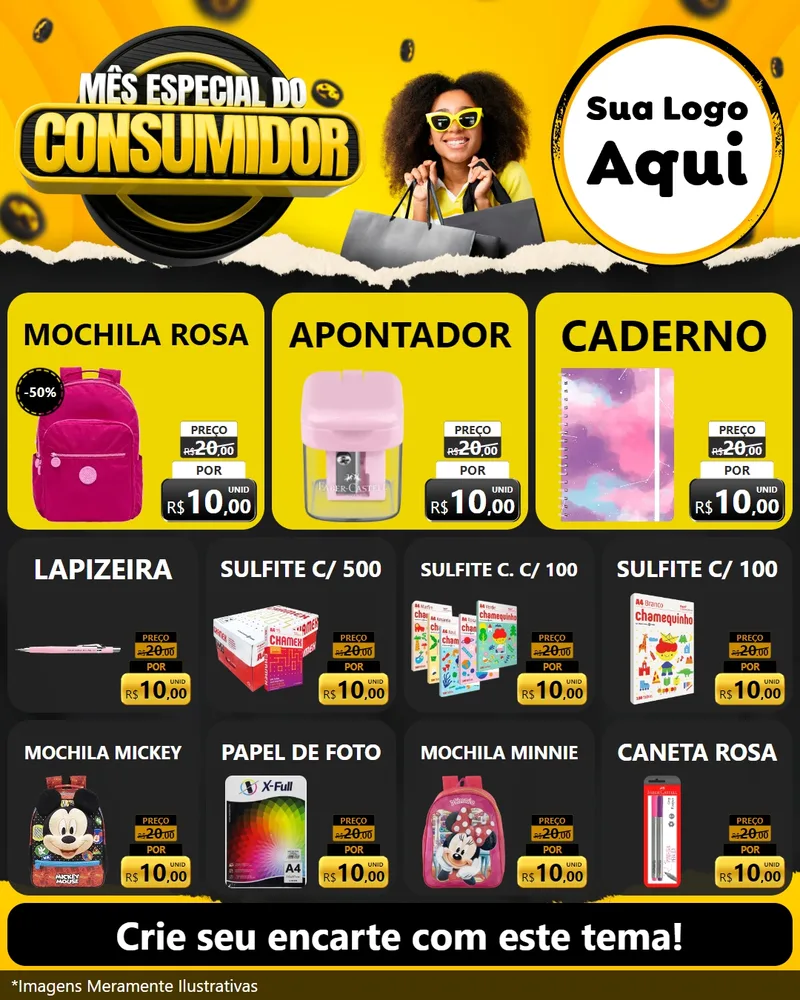 Modelo de Rede Social para Feed Instagram com o tema Mês Especial do Consumidor para Papelaria