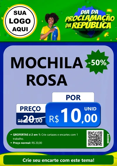 Modelo de Cartaz para Cartaz A4 Vertical com o tema Dia Da Proclamação Da República para Papelaria