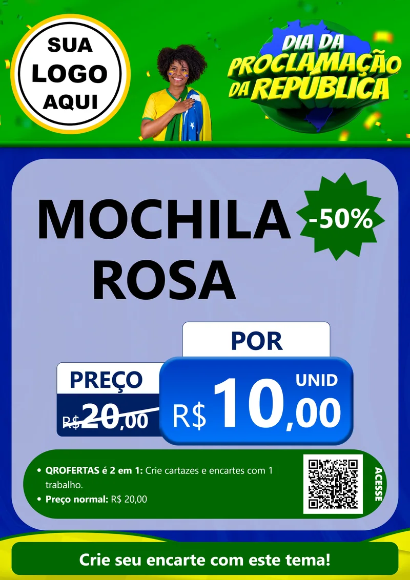 Modelo de Cartaz para Cartaz A4 Vertical com o tema Dia Da Proclamação Da República para Papelaria