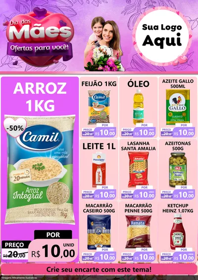 Modelo de Encarte para Encarte A4 Vertical com o tema Dia das Mães Ofertas para Você! para Supermercado