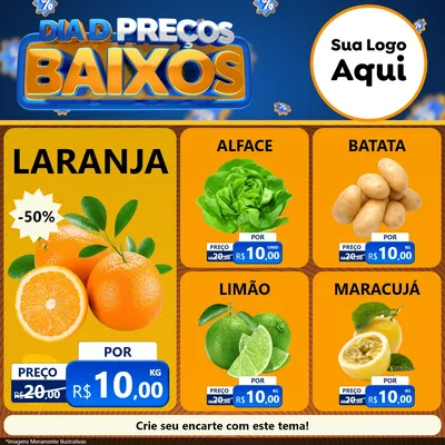 Modelo de Rede Social para Feed Facebook com o tema Dia D Preço Baixo para Hortifrúti