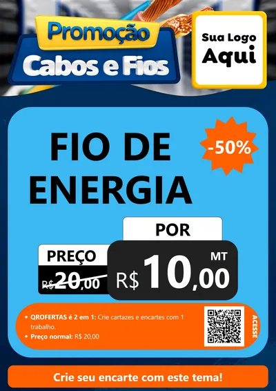 Modelo de Cartaz para Cartaz A4 Vertical com o tema Promoção Cabos e Fios - Construção / Elétrica para Materiais Elétricos