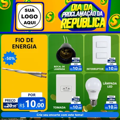 Modelo de Rede Social para Feed Facebook com o tema Dia Da Proclamação da República para Materiais Elétricos