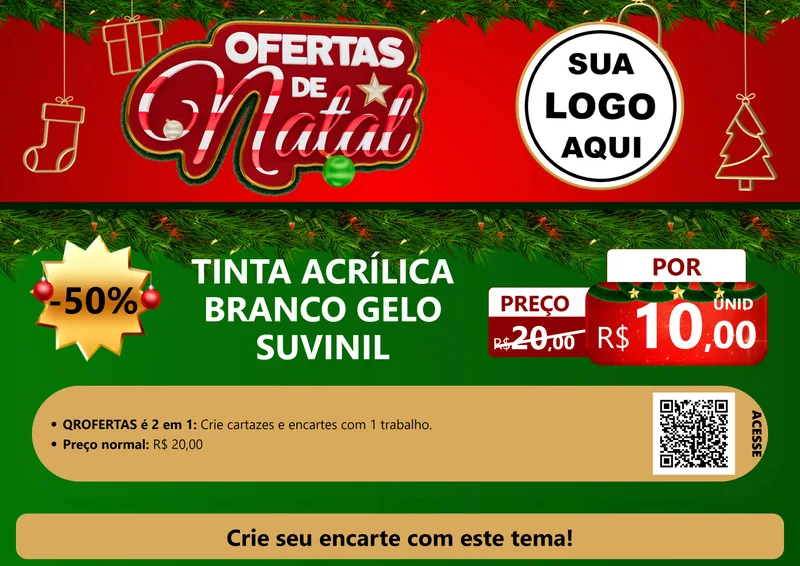 Modelo de Cartaz para Cartaz A4 Horizontal com o tema Ofertas de Natal para Tintas e Ferramentas