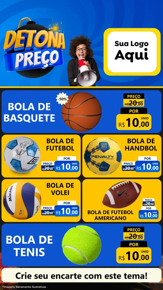 Modelo de TV para TV Vertical com o tema Detona Preços para Artigos Esportivos
