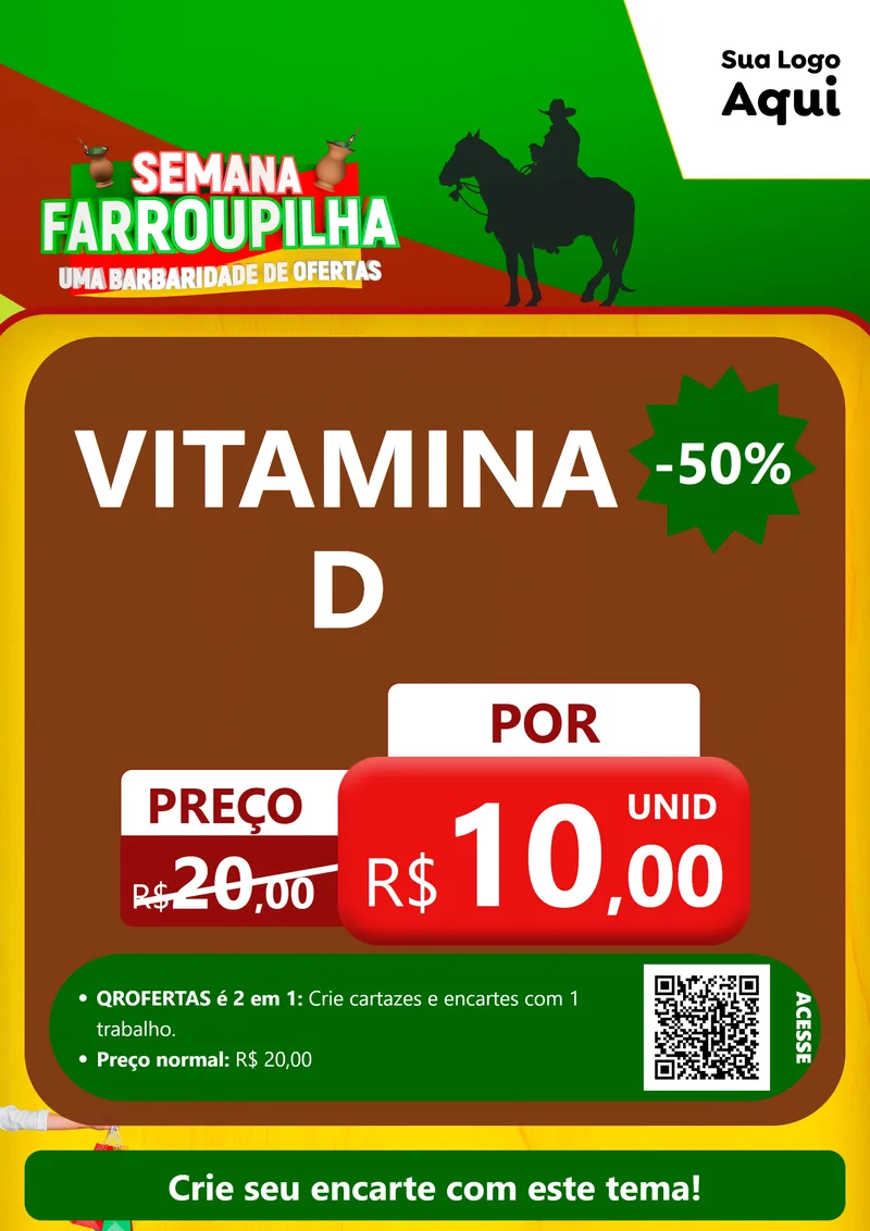 Modelo de Cartaz para Cartaz A4 Vertical com o tema Semana Farroupilha - Uma Barbaridade de Ofertas para Farmácia
