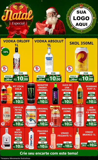 Modelo de Encarte para Encarte Grande com o tema Natal Especial para Distribuidora de bebidas