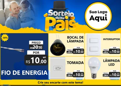 Modelo de Encarte para Encarte A4 Horizontal com o tema Sorteio Dia Dos Pais para Materiais Elétricos