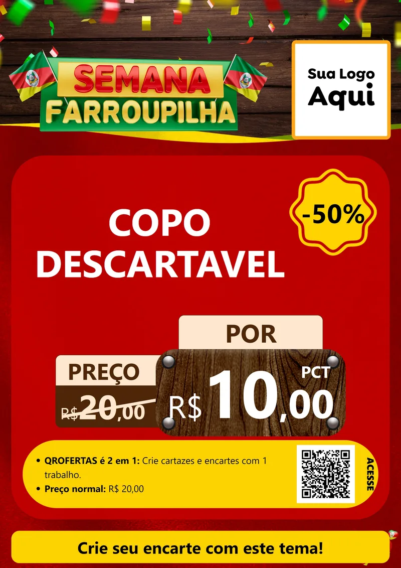 Modelo de Cartaz para Cartaz A4 Vertical com o tema Semana Farroupilha para Embalagens